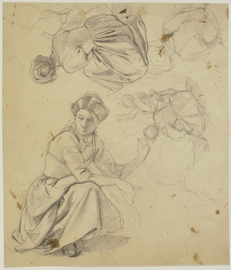 Jakob Becker - Study sheet; Kneeling Woman 2