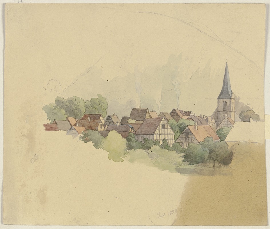 Jakob Becker - Village with church