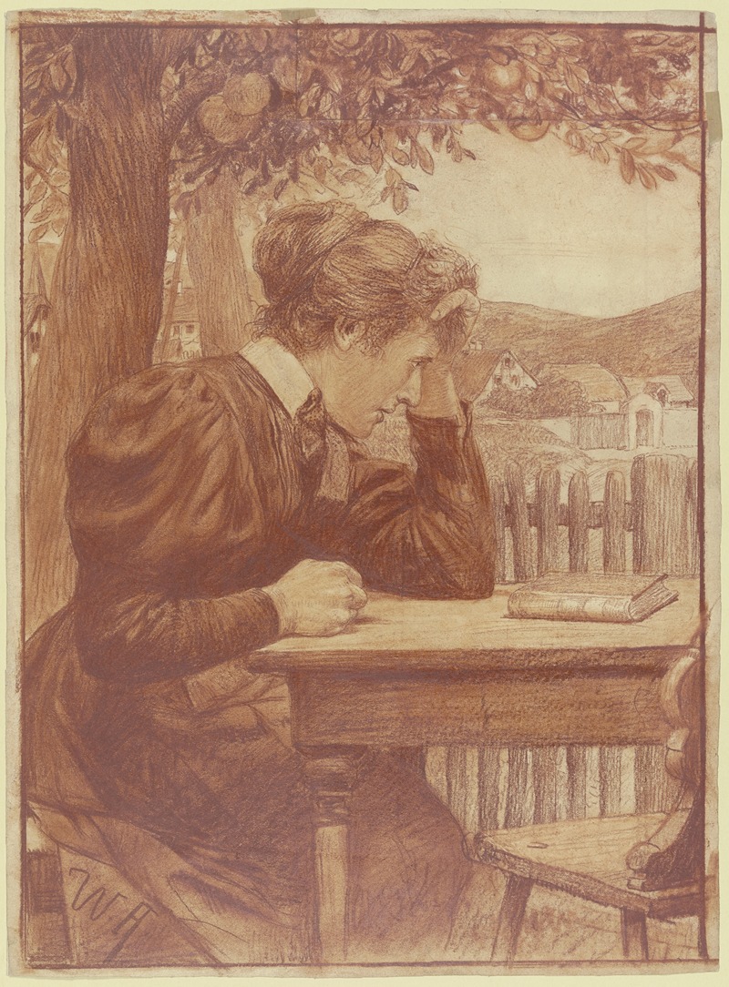 Wilhelm Altheim - An einem Gartentisch sitzende Frau