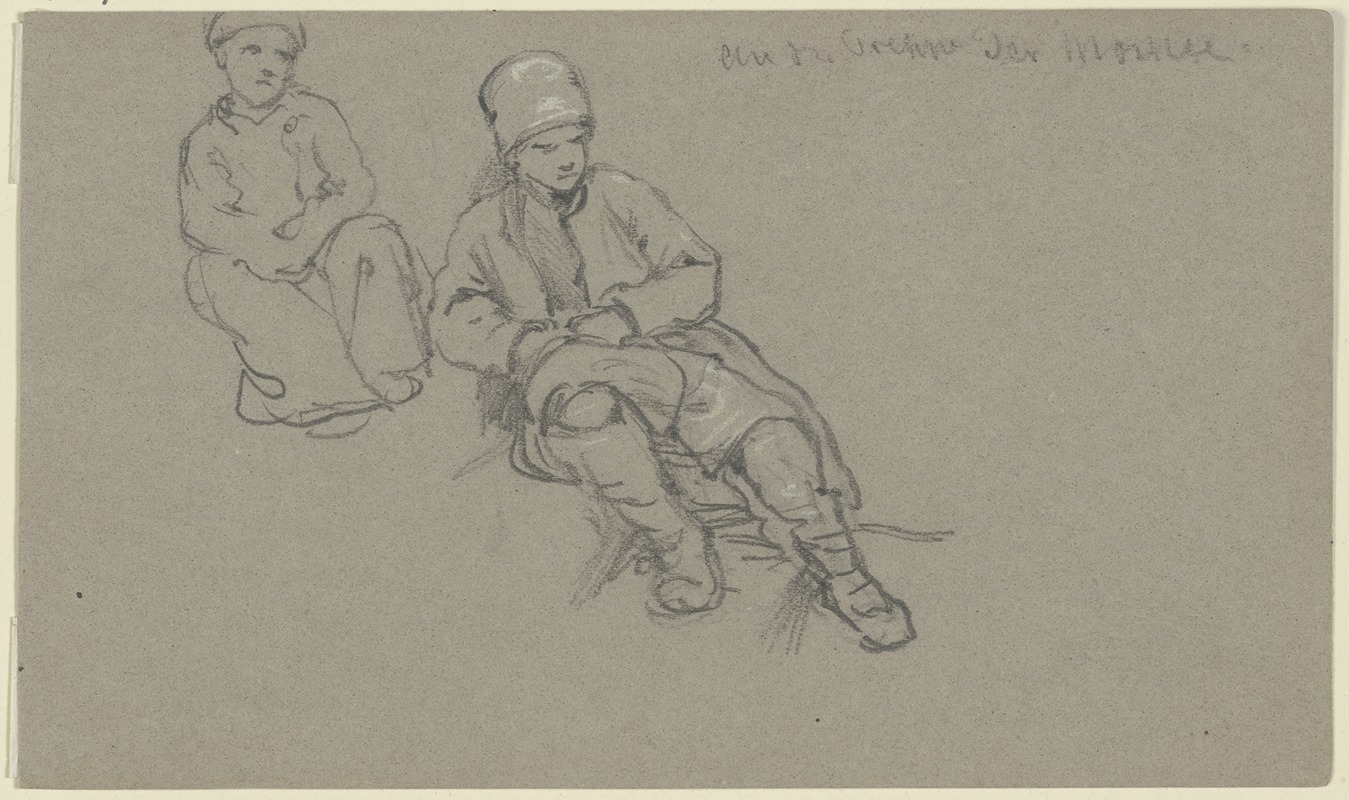 Wilhelm Amandus Beer - Knabe und Mädchen an einer Treppe sitzend