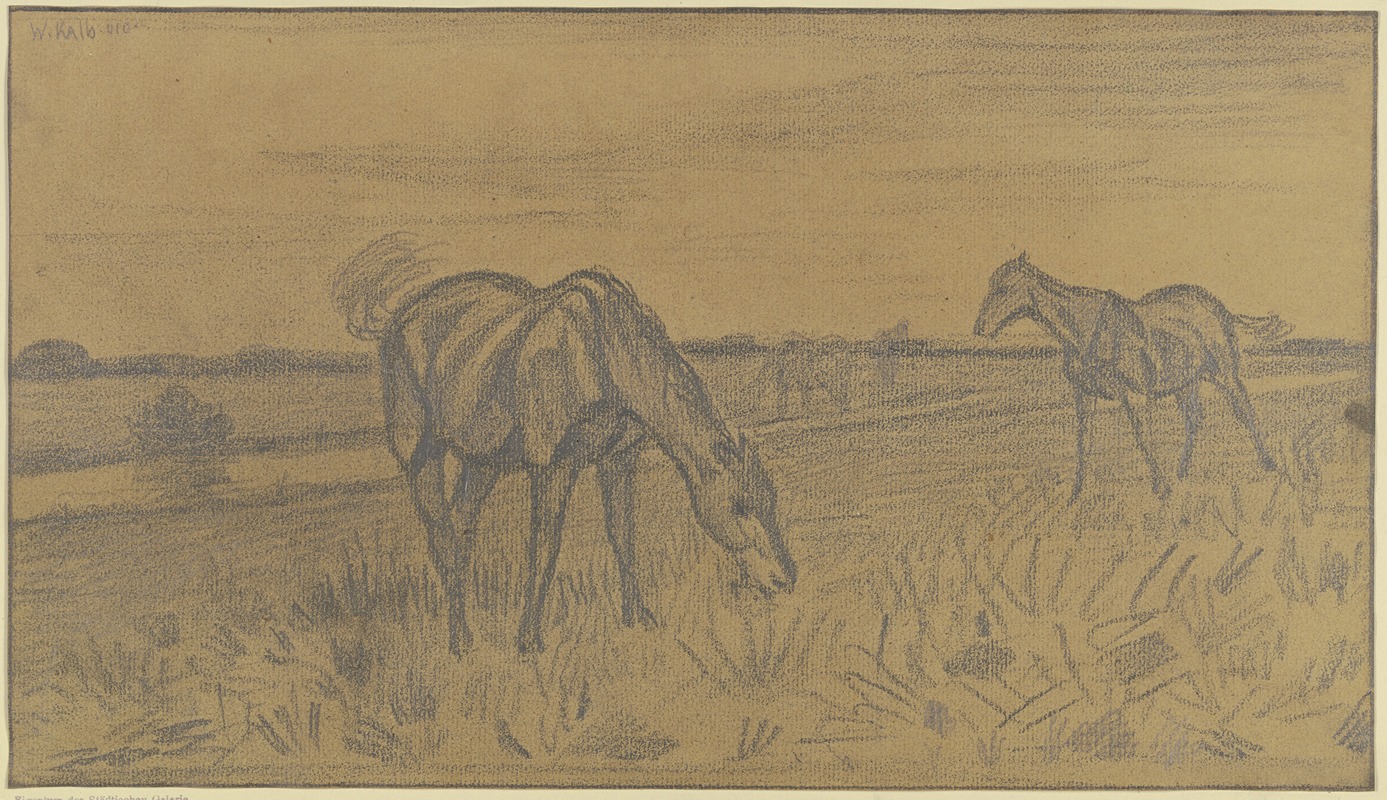 Wilhelm Kalb - Horses on the field