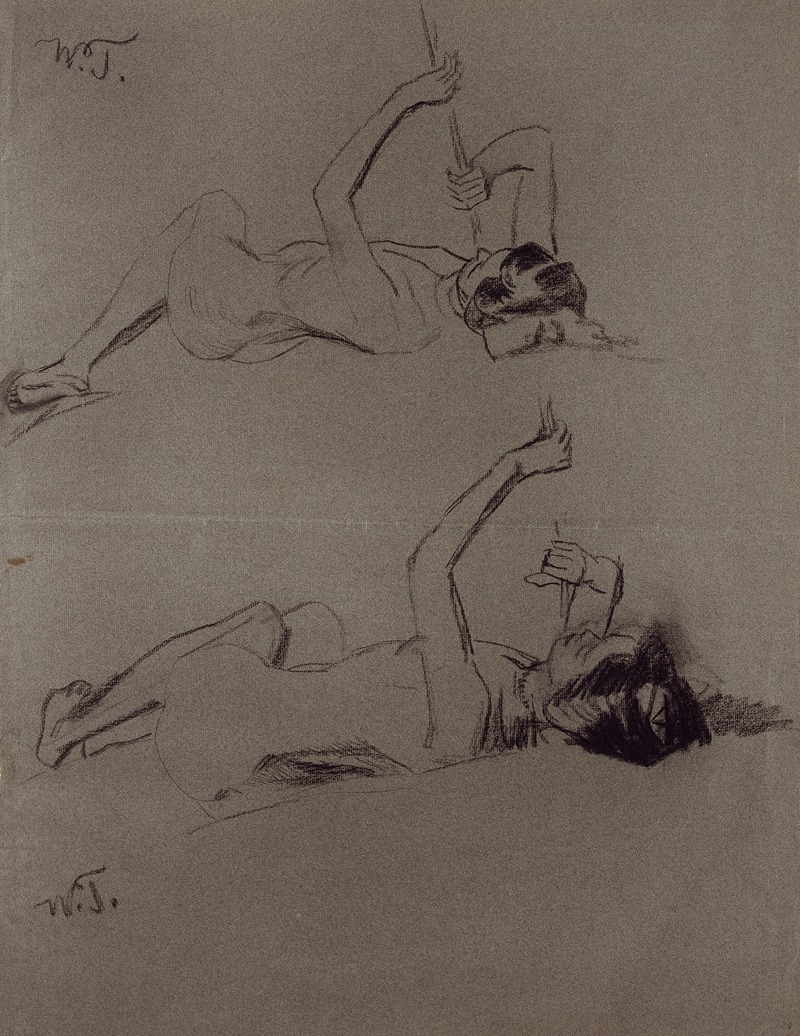 Wilhelm Trübner - Zwei weibliche Akte, auf dem Rücken liegend