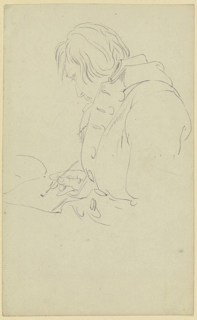 Wilhelm von Kobell - Bildnis eines Zeichners mit Skizzenbuch, Brustbildnis im Profil nach links