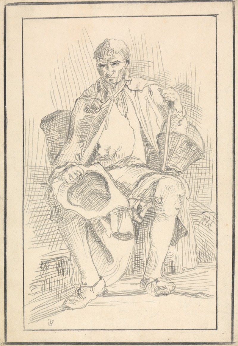 Anonymous - Seated Man with Hat and Basket