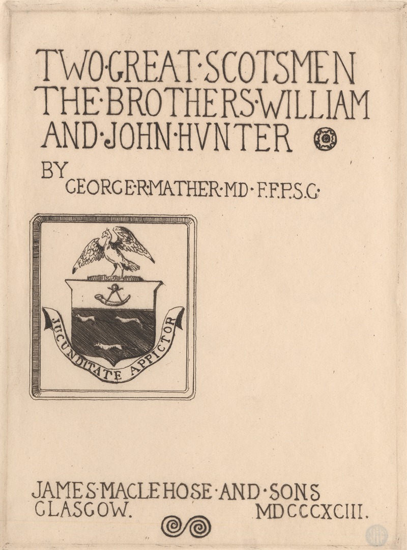 David Young Cameron - Title Page: William Hunter’s Coat of Arms