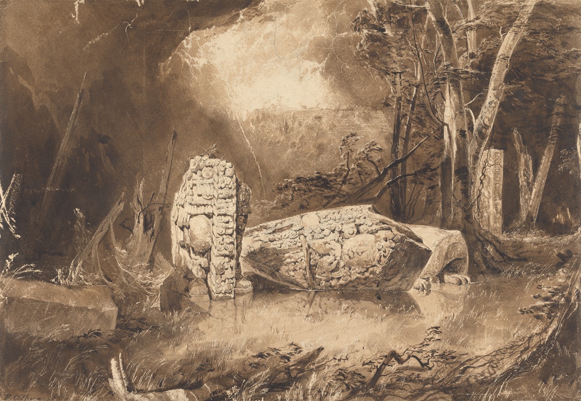 Frederick Catherwood - Maya Stela at Copan, Honduras