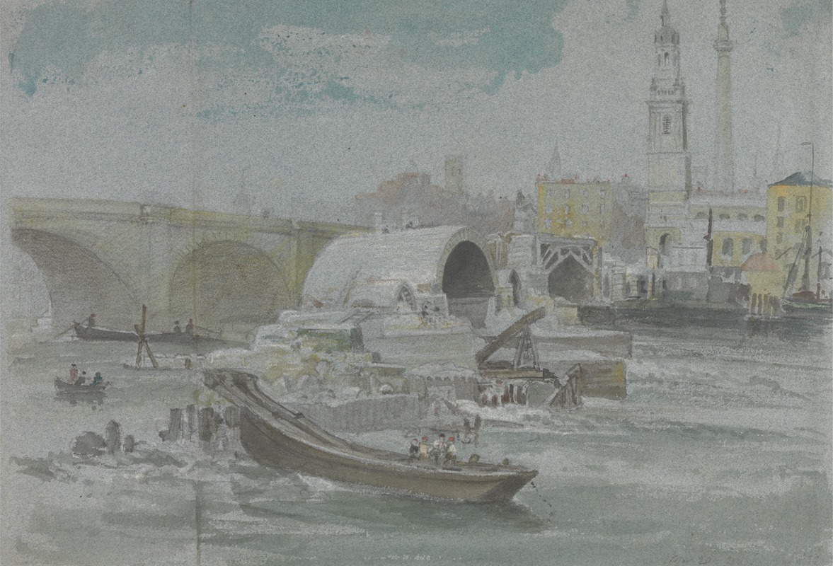 George Arnald - The Demolition of Old London Bridge