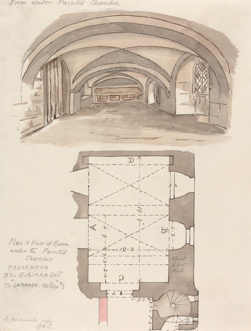 George Birch - Plan and View of Room under the Painted Chamber