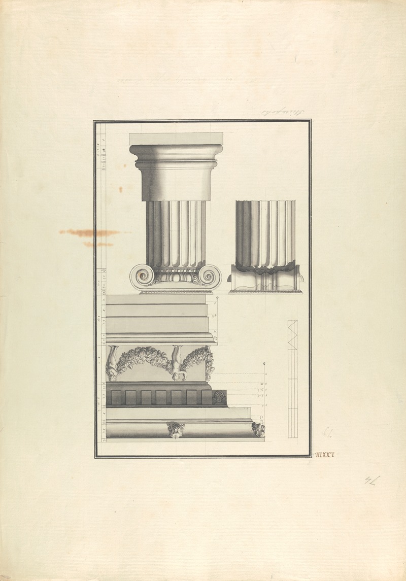 Giovanni Battista Borra - Details of an Ionic Capital, Column, and Frieze from Hierapolis (now Pamukkale)