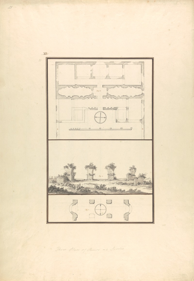 Plan, View and Second Plan of Ruins at Sardis by Giovanni Battista ...