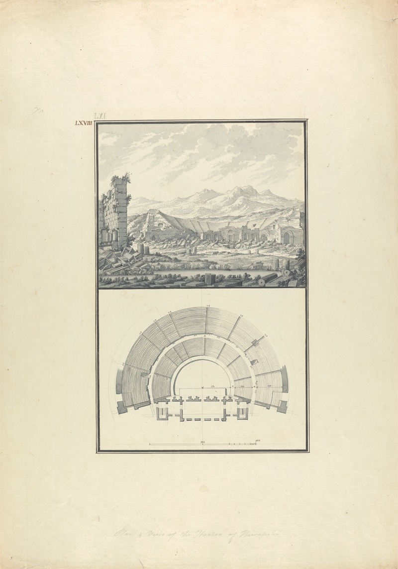 Giovanni Battista Borra - View and Plan of the Theater of Hierapolis (now Pamukkale)