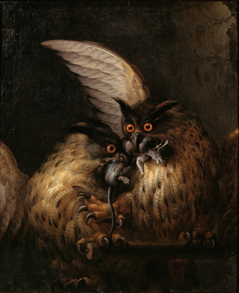 Hans Georg Müller - Two Owls Fighting over a Rat