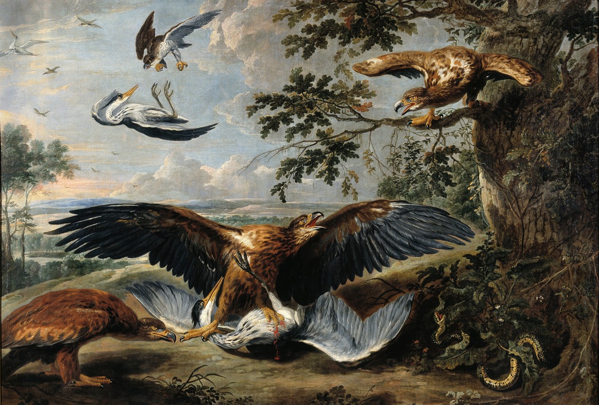Pieter Boel - Fight between Eagles