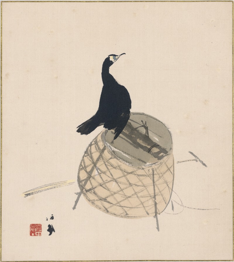 Takeuchi Seihō - Cormorant on a Basket