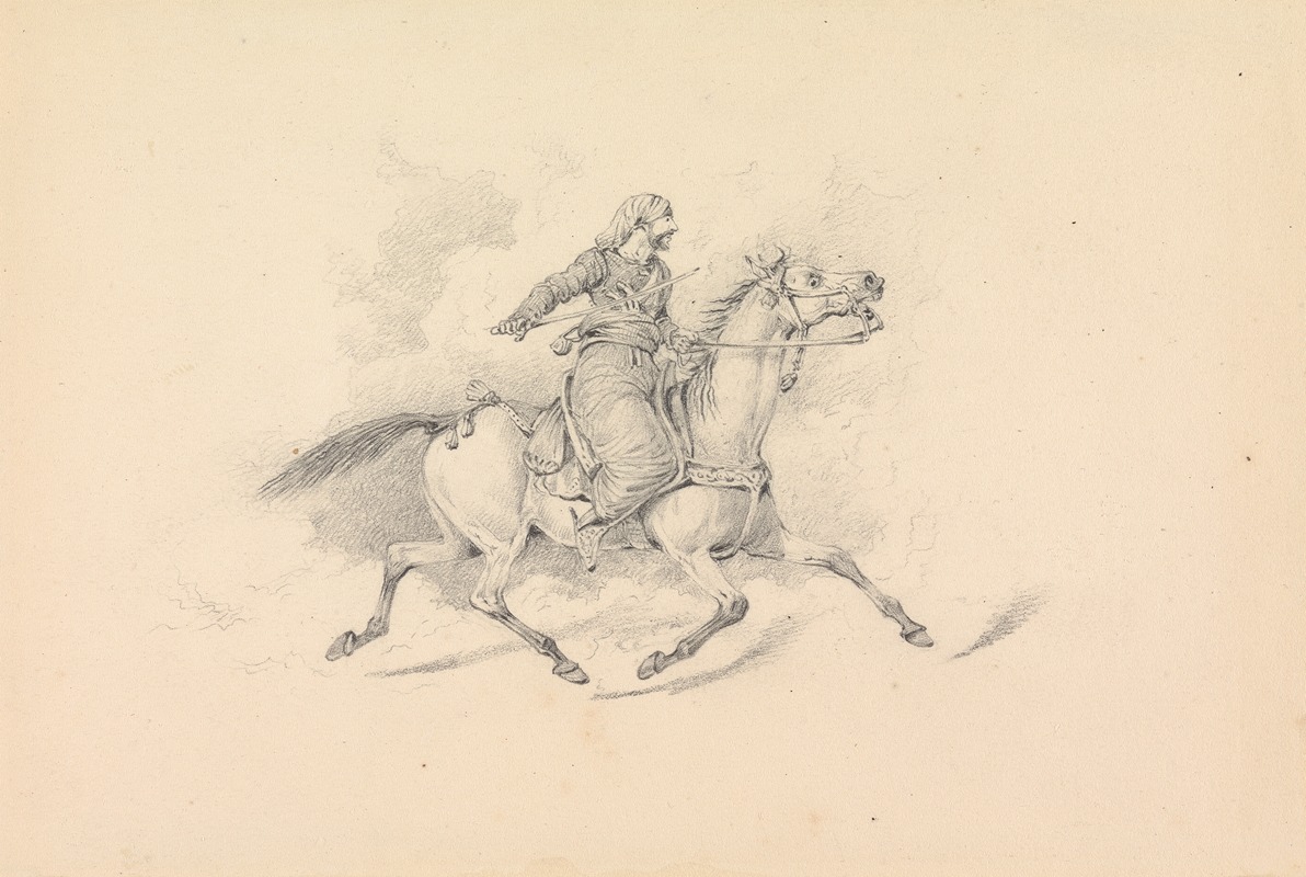 Henry Thomas Alken - Hooded Damascene Cavalryman Riding