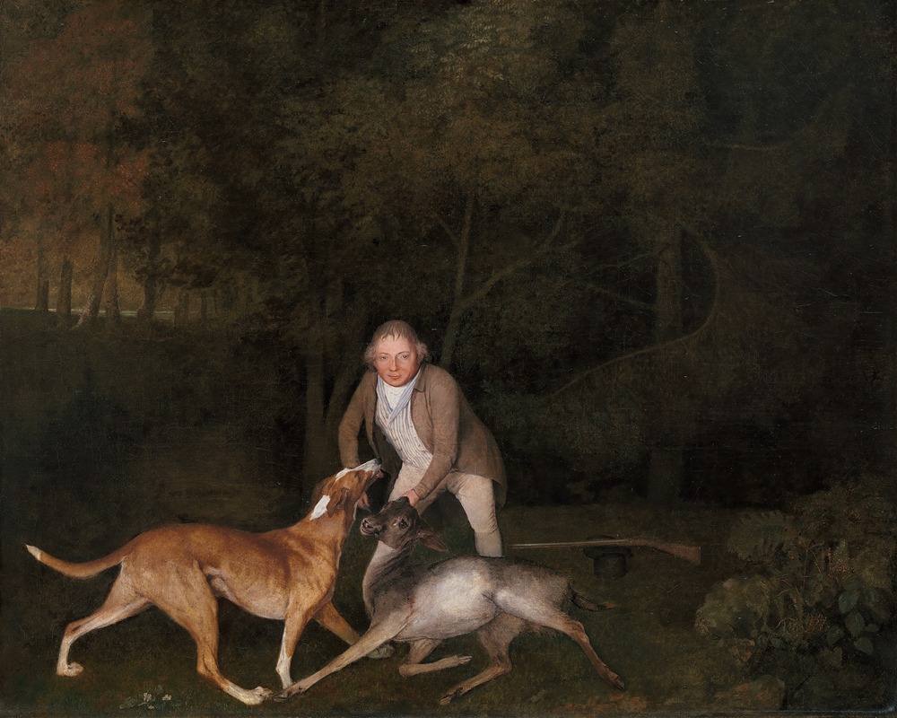 George Stubbs - Freeman, the Earl of Clarendon’s gamekeeper, with a dying doe and hound
