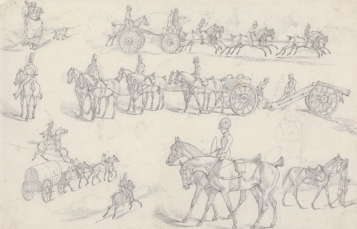 Henry Thomas Alken - ‘Landscape Scenery’, No. 18: Scenes of Horse Drawn Artillery, etc.