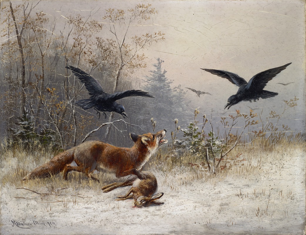 Moritz Müller - Fox Chasing Rabbits in Winter