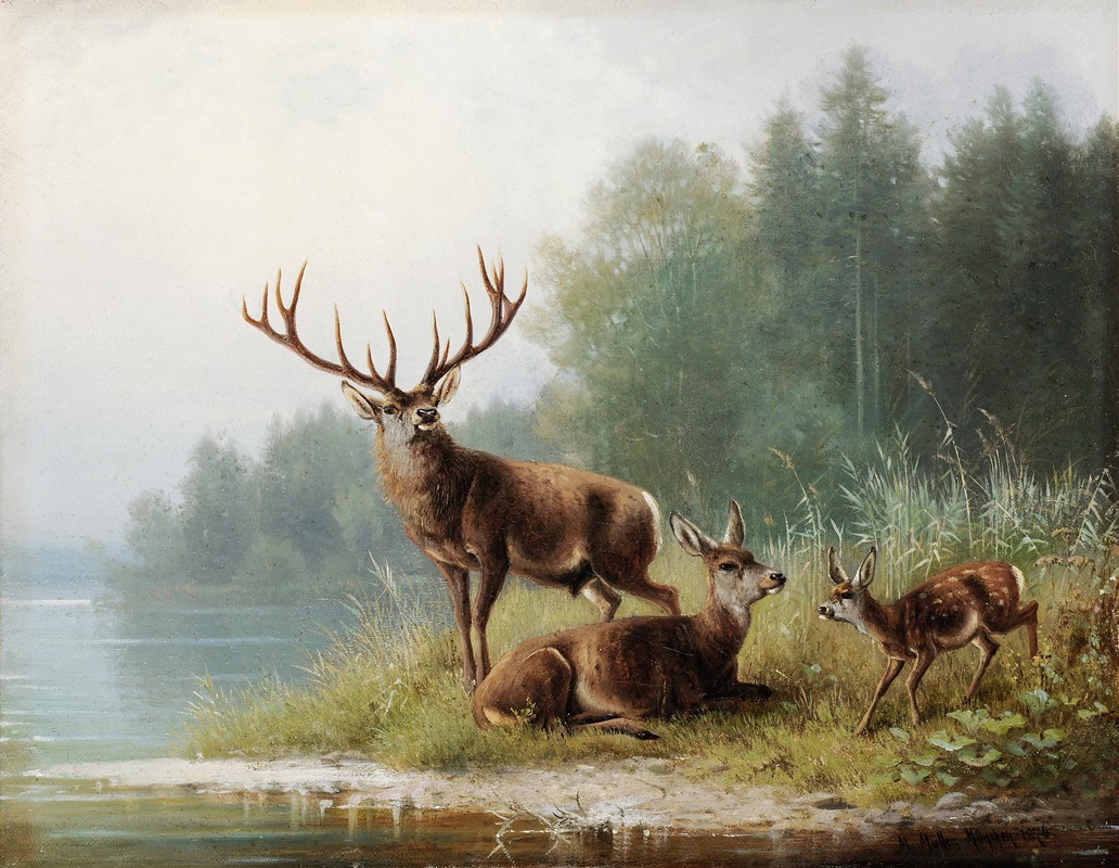 Moritz Müller - Stag at a Lake