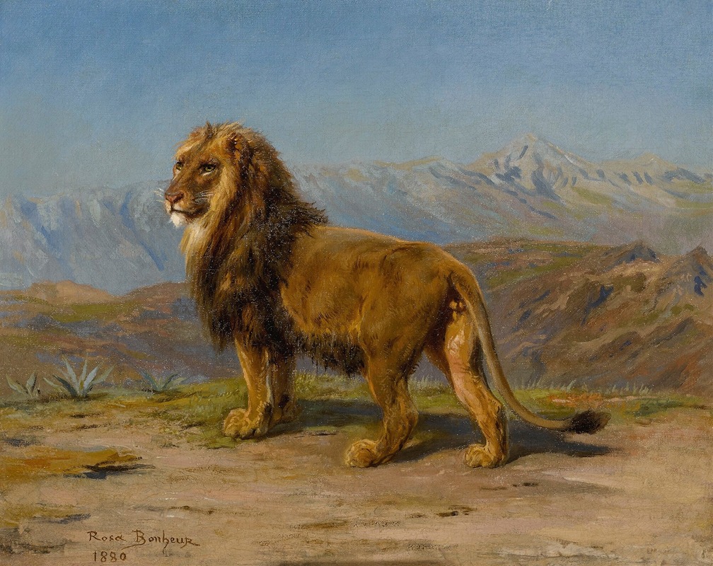 Rosa Bonheur - Lion in a mountainous landscape