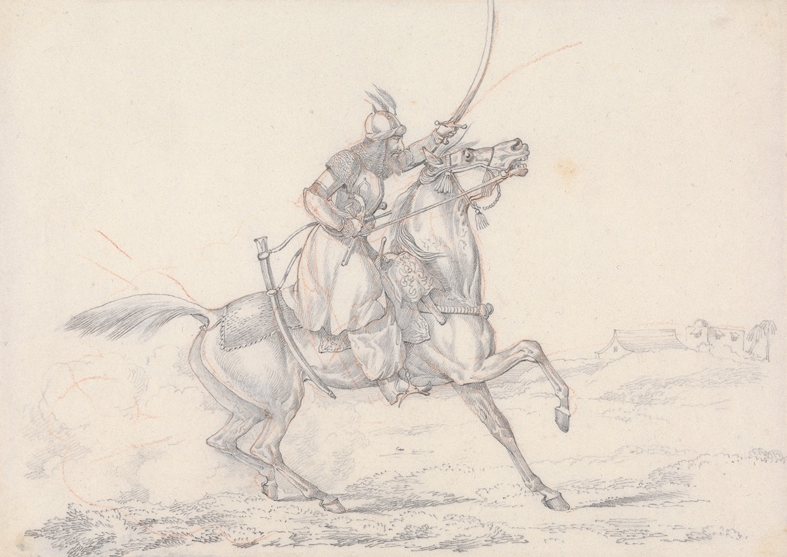 Henry Thomas Alken - ‘Scraps’, no. 33: Mounted Mameluke Brandishing a Sword