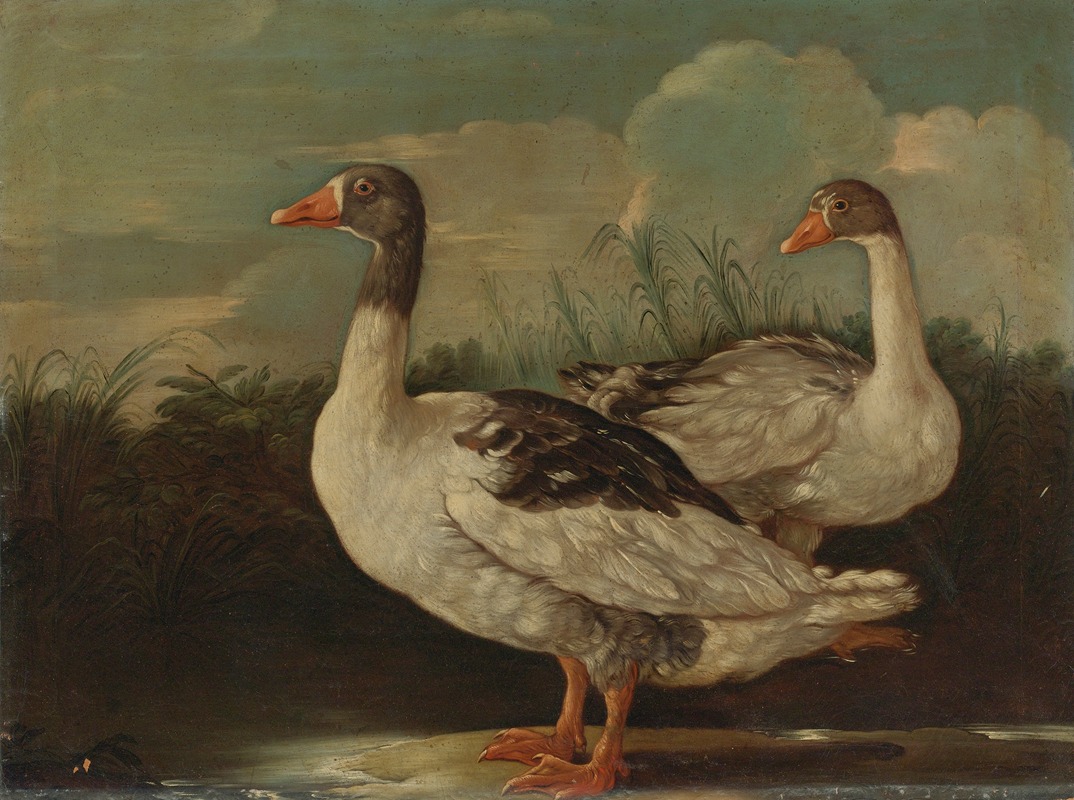 Central Italian School - Two Proud Geese