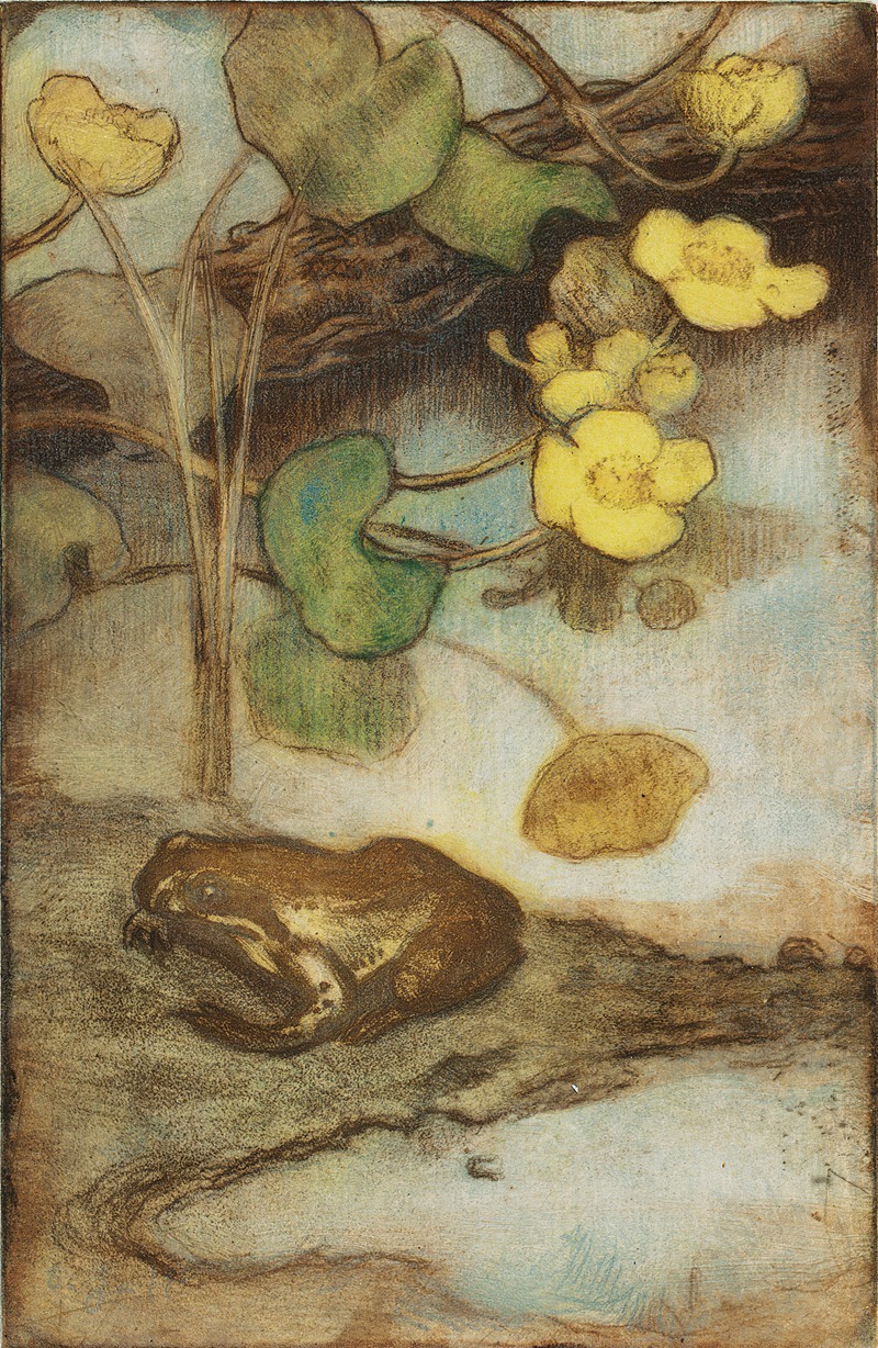 Eero Järnefelt - Frog With Marsh Marigold