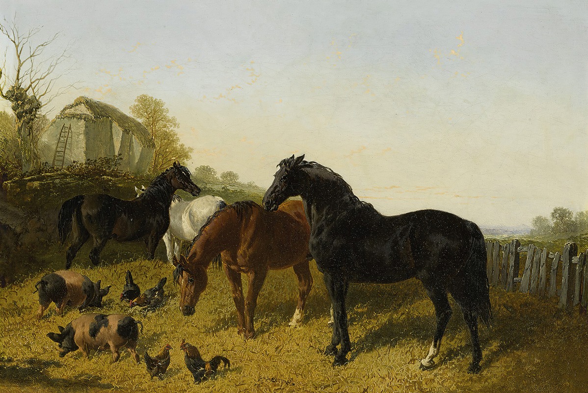 John Frederick Herring Jr. - Horses And Chickens