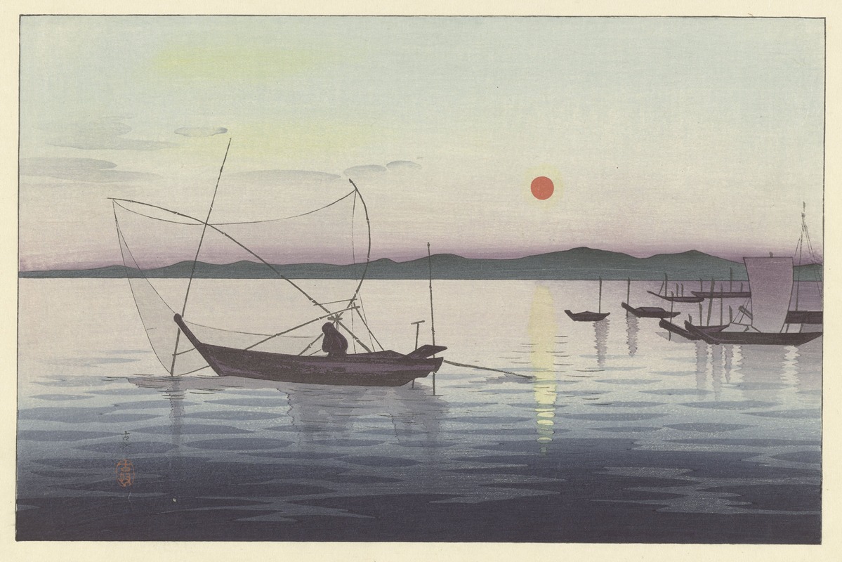 Ohara Koson - Boats and Setting Sun