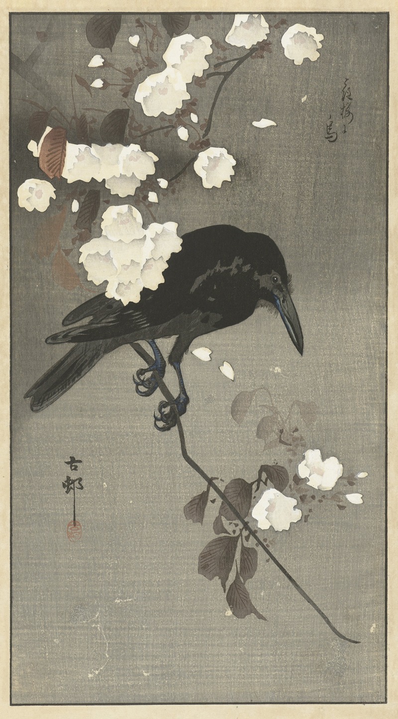 Ohara Koson - Crow with cherry blossom