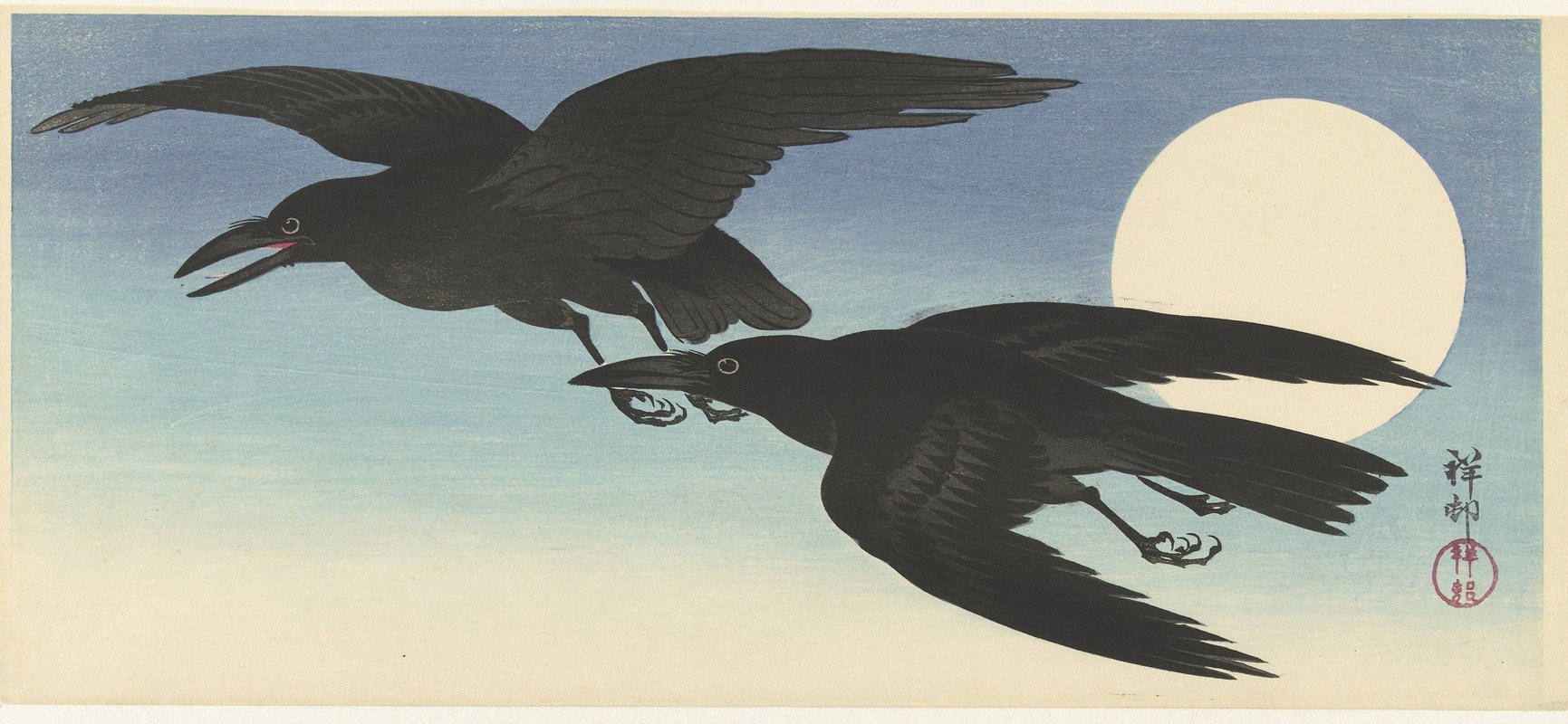 Ohara Koson - Crows at full moon