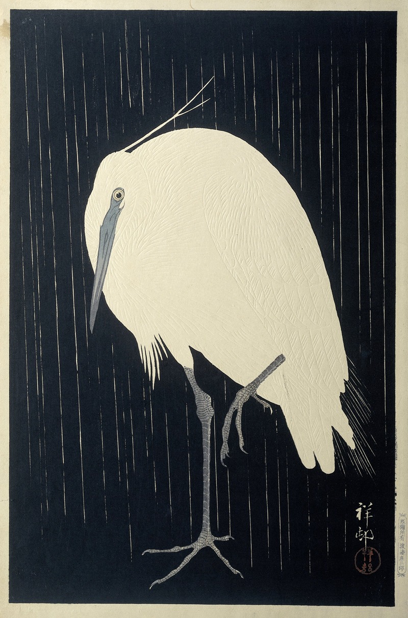 Ohara Koson - Egret in the rain
