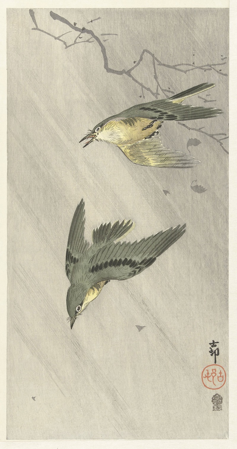 Ohara Koson - Songbirds in rain