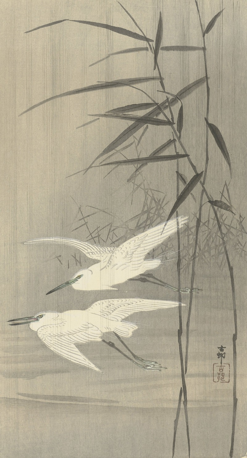 Ohara Koson - Two egrets in flight