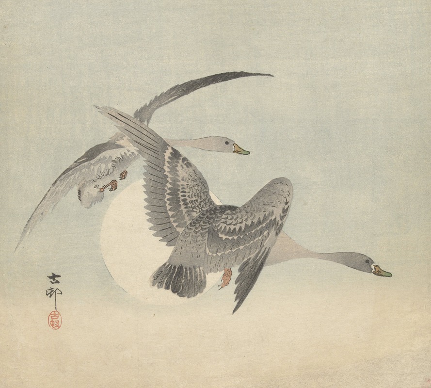 Ohara Koson - Two geese in flight