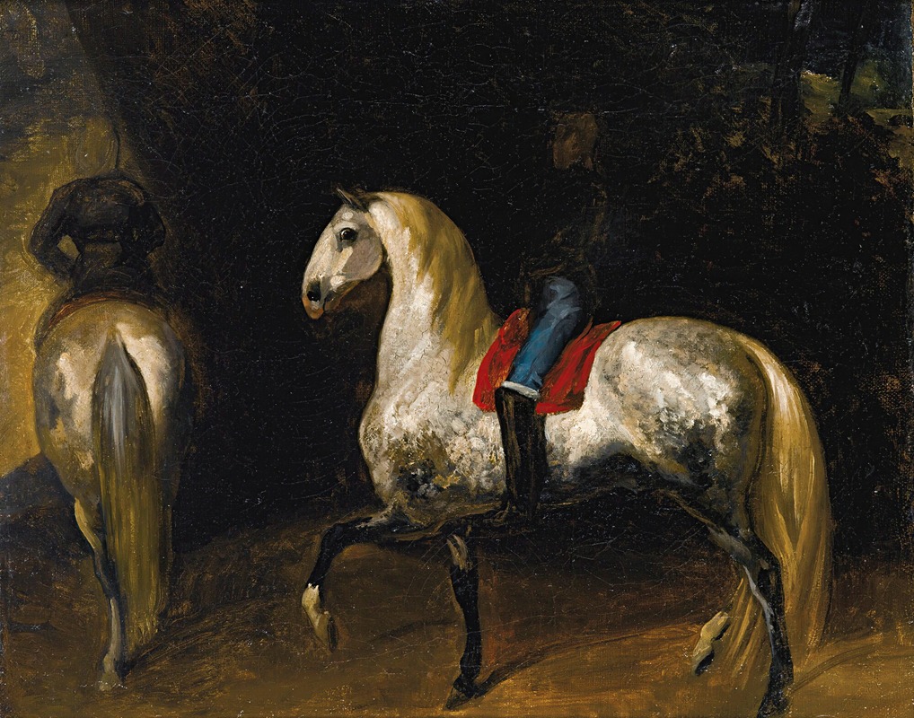 Théodore Géricault - Chevaux Gris Pommelé