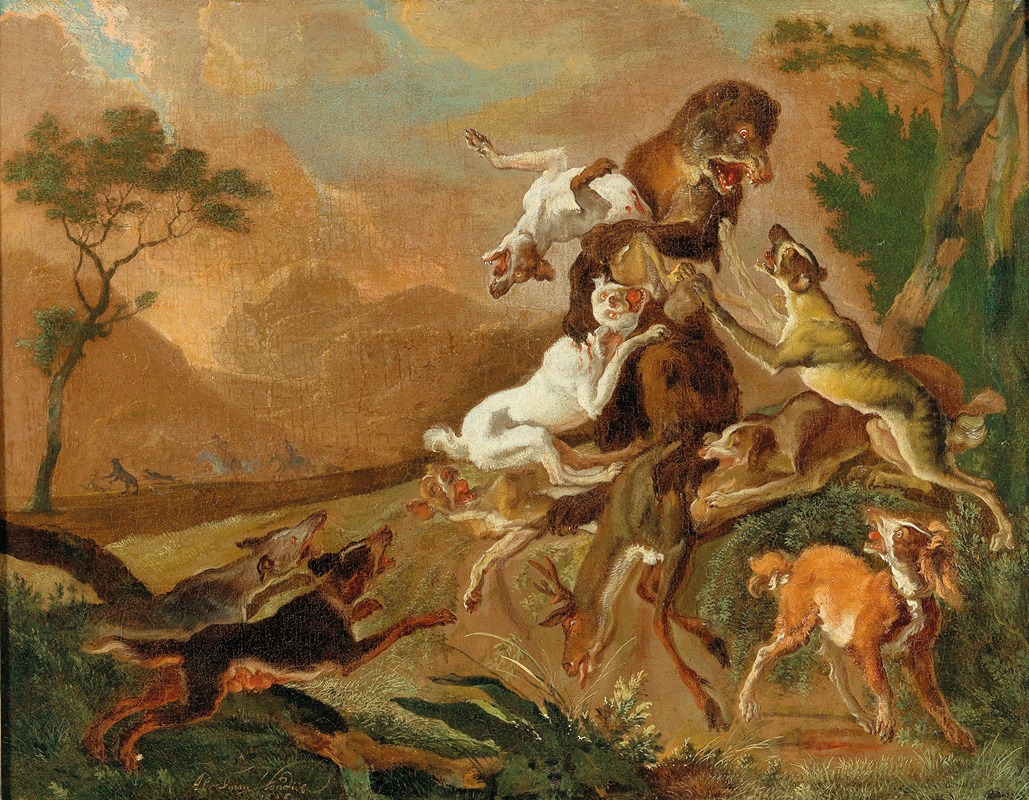 Abraham Hondius - Hounds attacking a bear