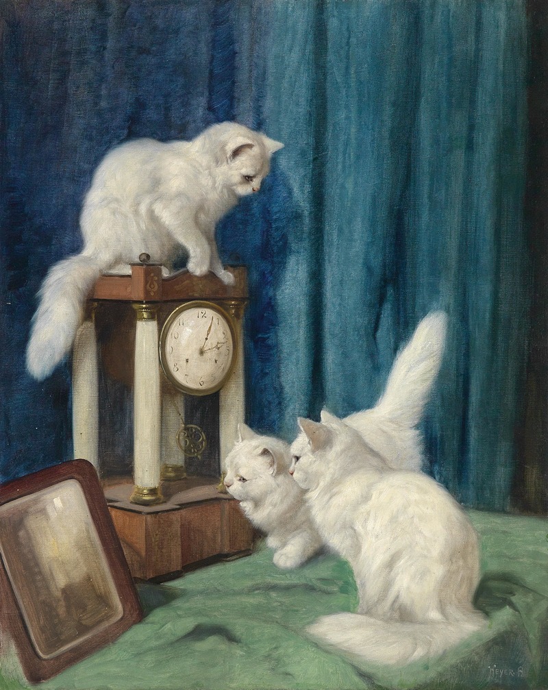 Arthur Heyer - Drei neugierige Katzen