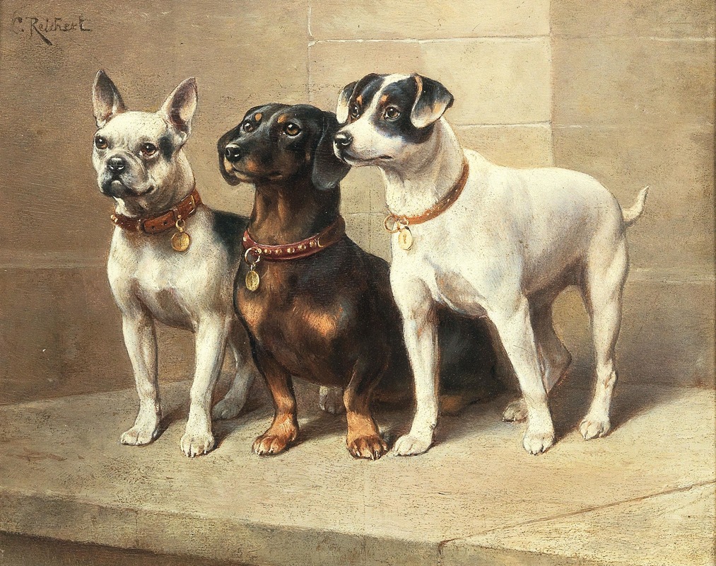 Carl Reichert - Three watchful dogs
