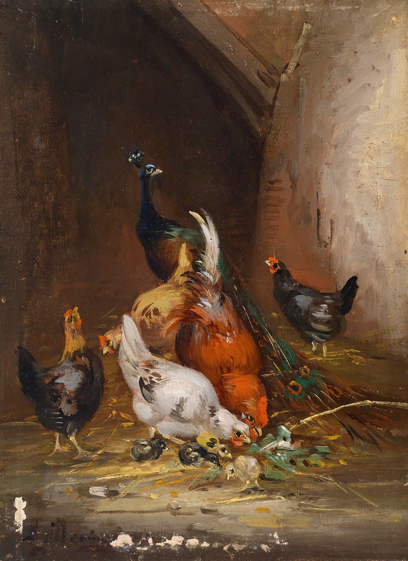 Claude Guilleminet - Hühner und ein Pfau
