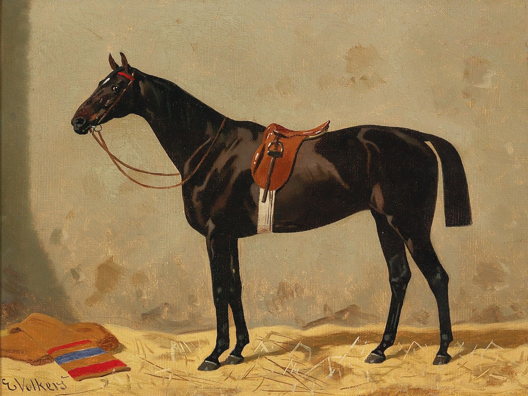 Emil Volkers - Black Horse in the Stable
