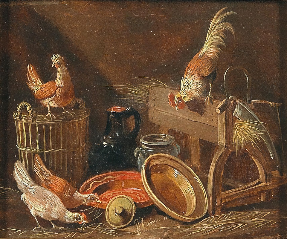 Albertus Verhoesen - Hühnervolk Im Stall