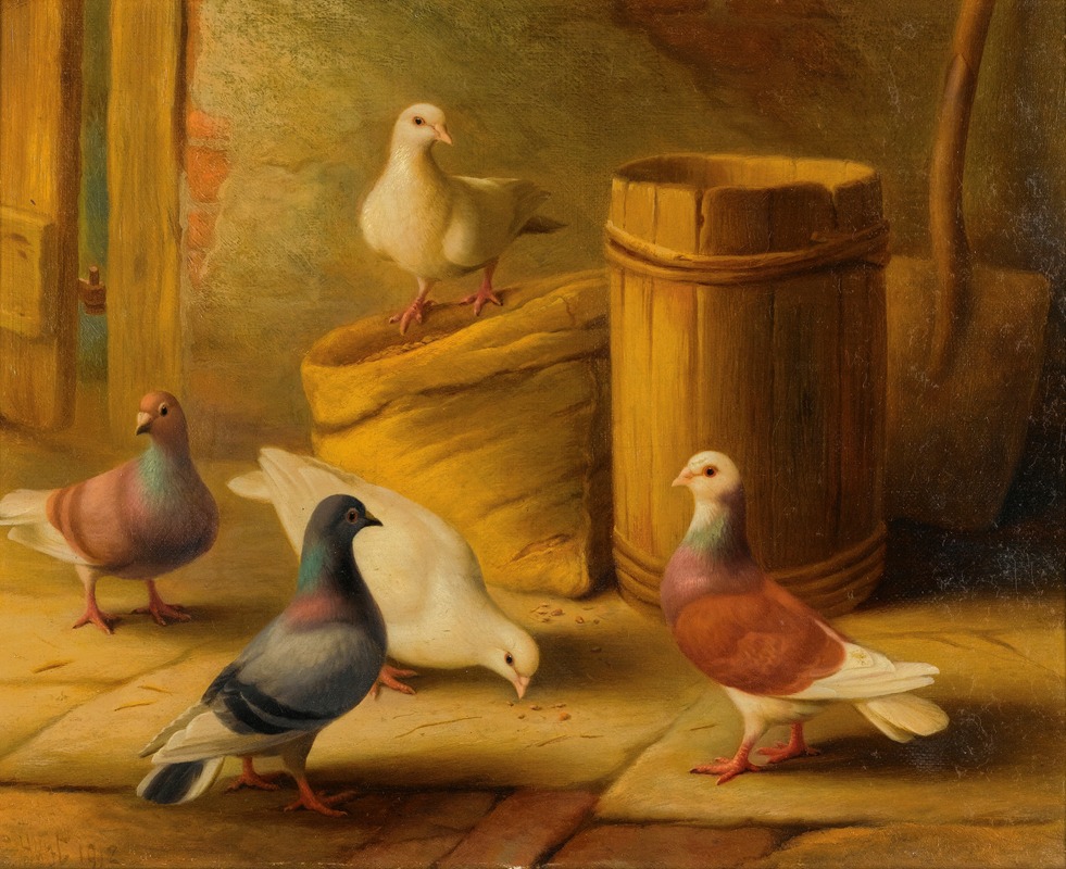 Edgar Hunt - Chickens; Pigeons