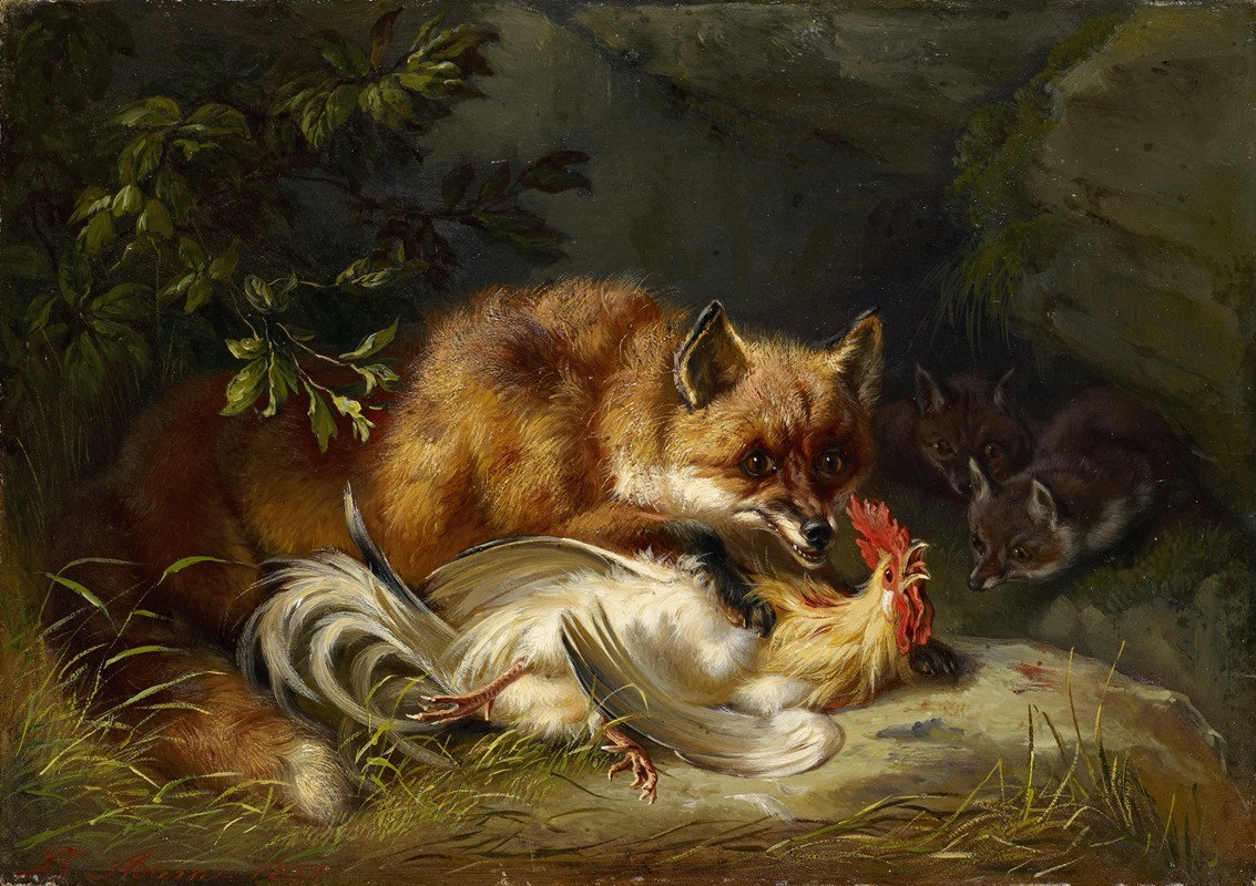 Benno Raffael Adam - Fox Attacking a Cock