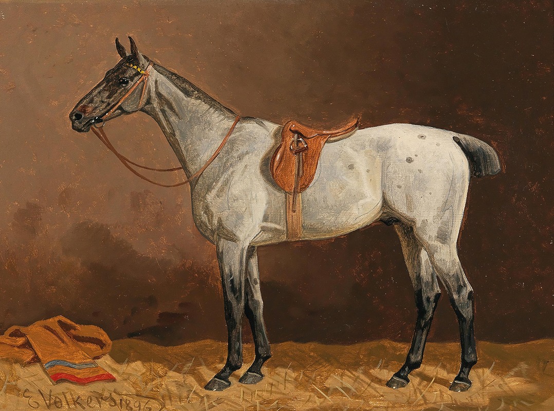 Emil Volkers - A White Horse in the Stable