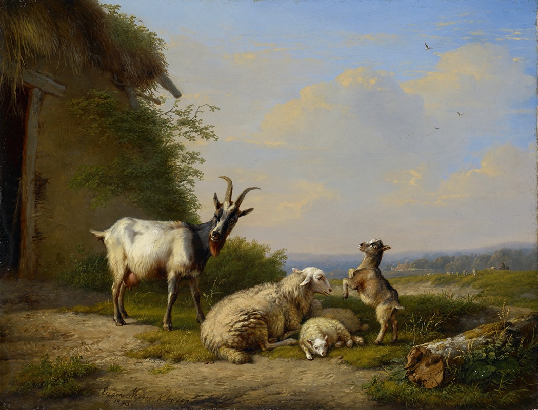 Eugène Joseph Verboeckhoven - Goats and Sheep