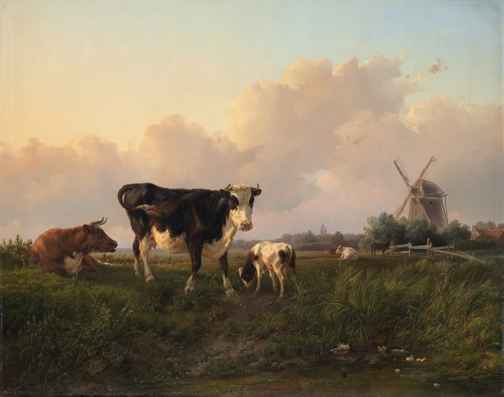 Jan Bedijs Tom - A flat landscape with cattle