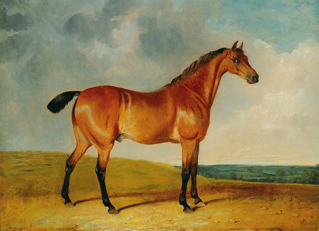 John Frederick Herring Jr. - A bay horse in a vast landscape