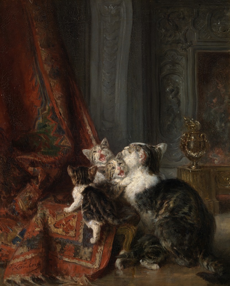Louis-Eugène Lambert - Interior with cats