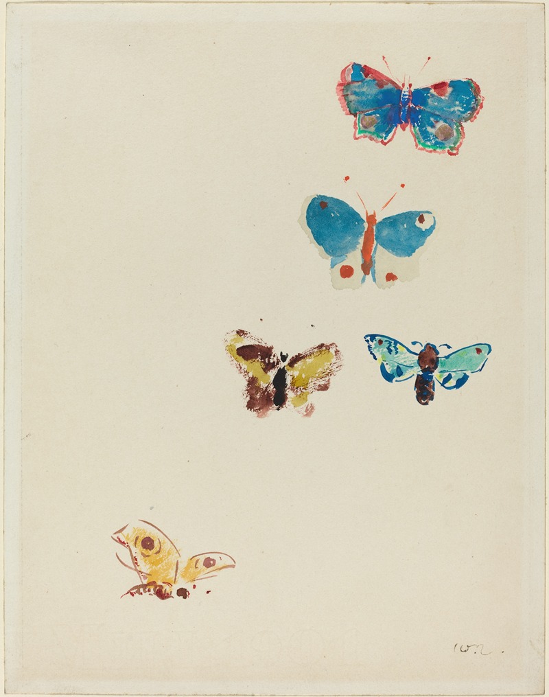 Odilon Redon - Five Butterflies